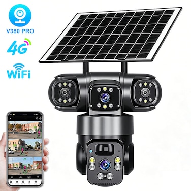 12MP Triple-Lens 4G Solar Security Camera with PTZ &amp; SIM Card Support