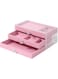 ESYAMIPET Clear Acrylic Velvet Jewelry Organizer with 3 Drawers, Stackable, Dustproof for Accessories (Pink)