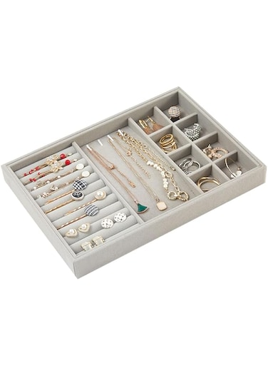 Uhuanyy Velvet Jewelry Trays for, Jewelry Display Case Storage Container for Earring Necklace Rings Bracelet Storage Box