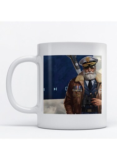 Gunship Battle Printed Mug White/Blue/Brown