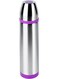Stainless Steel Vacuum Flask 1L Double Wall Insulated with Color Band Silver/Purple   Hot &amp; Cold Thermal Flask