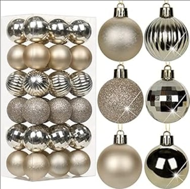 2023 Christmas Ball Ornaments Gold 36pcs/40mm Small Shatterproof Xmas Christmas Tree Balls with String for Xmas Holiday Hanging Christmas Ball Christmas Tree Ornaments Decoration (Gold Christmas)
