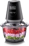 Multi-Function Glass Chopper &amp; Mincer, 400W, XXL 1.2L Bowl, 4-Blade System, Pulse Speed for Precision, Ice Crushing, Compact Sleek Black Design, Easy to Clean, Black