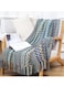 Knitted Throw Blankets Soft Boho Style Decorative Acrylic Textured Knit Woven Blanket with Tassel for Bed Sofa Couch Home Decor