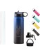 NABA Stainless Steel Water Bottle 600ML With a Wide Mouth-Double Wall Vacuum Flask Hot Insulated Thermos Water Bottle For Kids, School-Coldest Gym Bottles,Sports - 3 Lids,2 Straws (Gradient, 20oz)