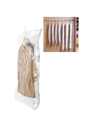 conery Hanging Vacuum Storage Bags,Space-saving Vacuum Bag for Clothes, Suits, Dresses, Coats or Jackets, Clear &amp; Reusable Closet Organizer (2 PCS,70 * 145cm)