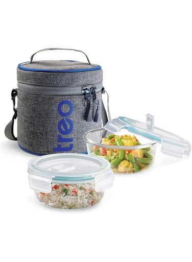 by Milton Borosilicate Glass Lunch Box Tiffin &acirc;&euro;&ldquo; Set of 2 Containers (400ml Each) with Lunch Bag, Microwave, Dishwasher-Safe, Food Container for Office, College, School &Ugrave;&bdquo;&Oslash;&sect;&Ugrave;&dagger;&Oslash;&acute; &Oslash;&uml;&Ugrave;&circ;&Ugrave;&fnof;&Oslash;&sup3; All Fresh