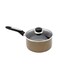 18CM Aluminium Non-Stick Saucepan with Toughened Glass Lid &acirc;&euro;&ldquo; Small Induction-Compatible Cooking Pan, Durable Enamel Coating, Ergonomic Handle, Ideal for Sauces, Soups &amp; Everyday Cooking Brown/Clear/Black 18cm