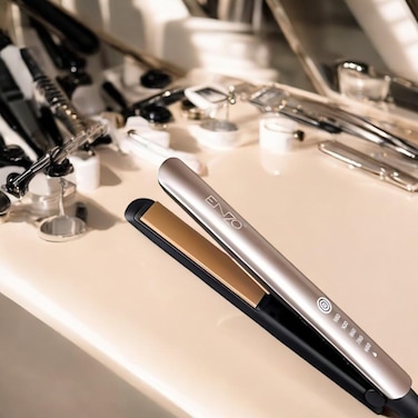 PrecisionWare Enzo EN-3860 Keratin Protect Hair Straightener, Professional Ceramic Flat Iron With Adjustable Temperature &amp; Anti-Frizz Technology - Intl Version - (Golden)