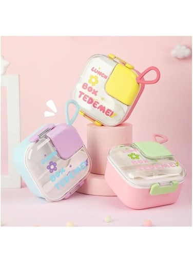 TAPIT Bento Box for Kids Leak Proof Kids Lunch Box Cartoon Lunch Box Containers Toddler Bento Box with 2 Compartments Bento Lunch Box for Boys and Girls Cute Food Storage Containers (X02-Pink)