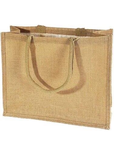 TBF Natural Burlap Tote Bags Reusable Jute Bags with Full Gusset (Pack of 6) (Large, Natural)