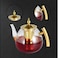 Glass Teapot 1000ml with Infuser, Heat Resistant Borosilicate Tea Kettle Golden Handle Lid
