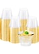 BIGTHREE Gold Plastic Cups, 50 Pack Clear Plastic Cups, Gold Rimmed Disposable Wine Glasses, Fancy Disposable Party Cups, Wedding Cups, Drinking Tumblers Plastic Cocktail Glasses(9 oz, Clear Gold)