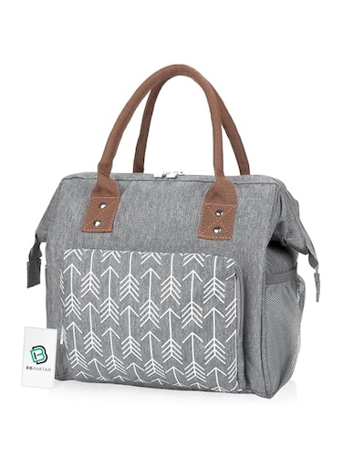 BBAVATAR Lunch Bag for Women &amp; Men, Large Insulated Lunch Box Cooler Tote Bags, Leakproof Thermal w/Front Zipper Pocket, Water Resistance Container for Work School Travel (Gray- 27x16.9x26.9cm)