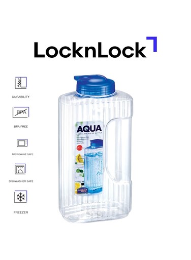 &amp; LOCK LocknLock 2.1L Water Bottle &acirc;&euro;&ldquo; Slim Profile Easy Grip Design for Active Lifestyles