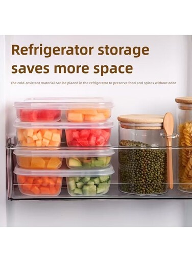 refrigerator storage box, four-section food preservation food grade sealed box with lid, food and meat freezer box, vegetable and fruit refrigerated storage box, kitchen supplies, portable outdoor food storage supplies