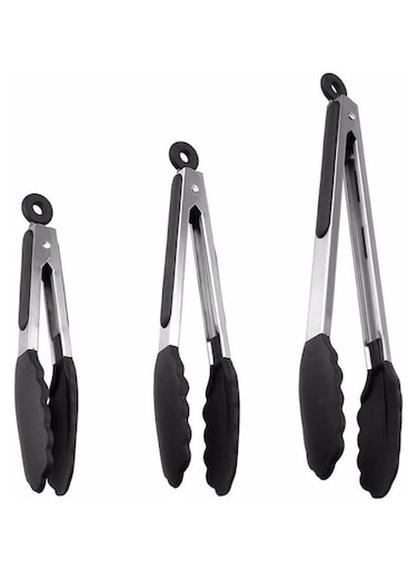 Pack Kitchen Tongs with Silicone Tips, Premium Silicone BPA Free Non-Stick Stainless Steel BBQ Cooking Grilling Locking Food Tongs, 7-Inch 9-Inch &amp; 12-Inch
