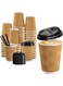OVILINES 8 oz [50pcs] Brown Disposable Ripple Insulated Paper Cups with Lids &amp; 30 Straws, Corrugated Coffee and Tea Cups, Eco-Friendly, Leak-Proof, Recyclable, Hot Beverage Ripple Wall Paper Cups