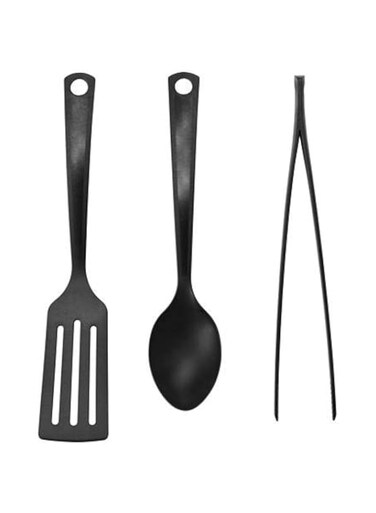 GNARP 3-piece kitchen utensil set, black