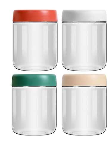 Premify 4-Pack 16oz Glass Jars with Screw Lid for Overnight Oats Condiment Salad Dressing Sauce Baby Food Kids Meal Containers Candle Canning Spice Leak Proof Storage Containers Airtight- Reusable