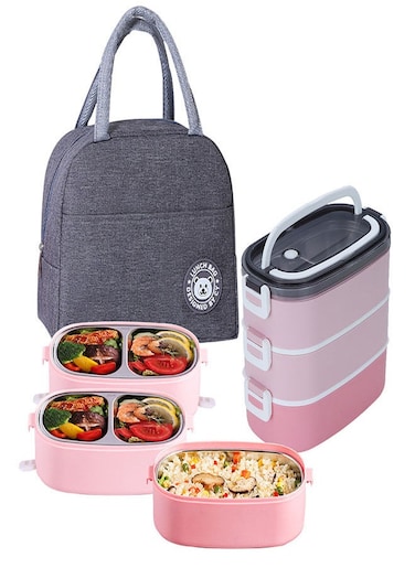 304 Stainless Steel Three Layer Insulated Lunch Box Bento Box Lunch Box Food Container With Insulation Bag 1900ml
