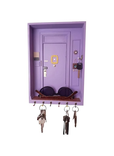 NOSKIN Key Holder, Mounted Entryway Organizer, Key Holder for Wall, Wooden Decorative Home, Bathroom, Living Room and Office (Purple)