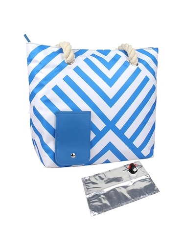 YASAHNG Beach Wine Purse, Wine Tote Bag with Hidden Dispenser/Insulated Compartment, Portable Carrying Carrier Bag, for Movies, Concerts, Beaches, Swimming Pools, Shopping (Blue)
