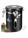 1.8L Coffee Canister, Airtight Coffee Canister with Scoop, Coffee Jar with Built-in Valve, Date Tracker, 2 Spare Filter, Coffee Container for Beans, Ground, Tea, Flour and Sugar (Black)