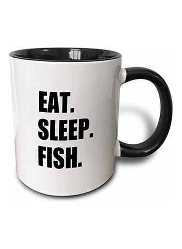 Eat Sleep Fun Text Two Tone Mug Black and White