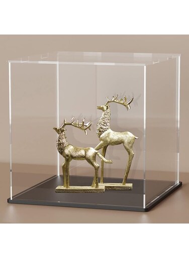 SVENJBB Acrylic Display Case, 6x6x6 Inch Cube Acrylic Boxes for Display, Clear Display Cases with Matte Black Base and Lid for Collectibles and Figures