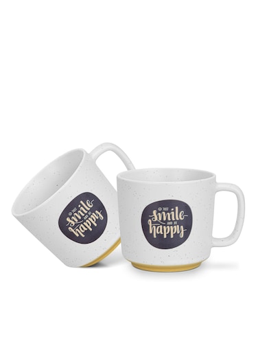 2-Piece Mugs 490ml Smile Happy Coffee Mugs Set Couple Mug Valentines Day, New Bone China with Non Slip Bottom Coffee Cups for for Tea, Coffee, Present For Her/Him, Surprise Gift For Heart Day