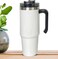 Insulated Stainless Steel Travel Mug 30oz (900ML) with Handle, Straw &amp; Lid, Double Wall Vacuum Tumbler, Leak Resistant Coffee Cup, Car Cup Holder Friendly, Keeps Drinks Hot &amp; Cold for Travel, Office White