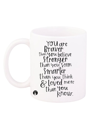 Quote Printed Coffee Mug White/Black 11ounce