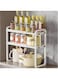 Extendable Kitchen Cabinet Shelf Organizers,Microwave Oven Rack Stand Organizer,Kitchen Countertop Storage, Spice Organizer,Under Sink Cabinet Organizer for Kitchen Bathroom Cabinet (White)