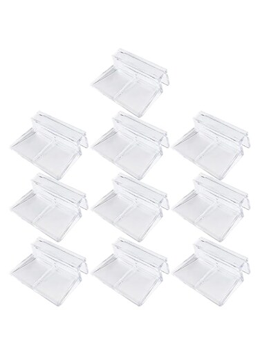 Yardwe 10pcs Aquarium Lid Clips, 8mm Clear Acrylic Fish Tank Lid Holder Aquarium Cover Support Clamps for Rimless Aquarium Glass Top, Plastic Fish Tank Cover, Aquarium Hoods