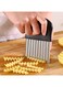 1pc Stainless Steel Wave Slicer with Ergonomic Plastic Handle - Manual Multifunctional Vegetable &amp; Fruit Cutter for Potatoes, Carrots, Fries, Salads - Durable Kitchen Tool for Home Cooking, Salad Preparation, Sturdy Construction