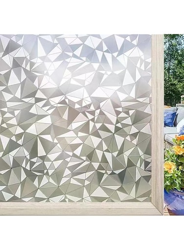 ECVV Window Films Refraction Privacy, No Glue Static Cling PVC Non-adhesive Frosted Glass Sticker Heat Control Anti UV Protective Cover Removable for Home, Diamond Cutting (200 * 45CM)
