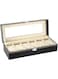 LNEX Wlife 6 Slot Leather Watch Box Display Case Organizer Glass Jewelry Storage Black