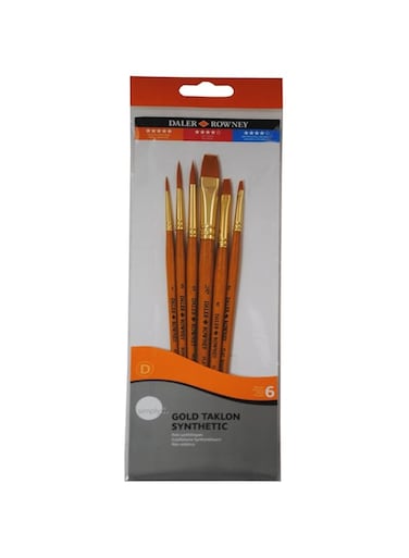 Daler Rowney Simply Acrylic Golden Taklon Short Handle Synthetic 6 Brush Set No.1