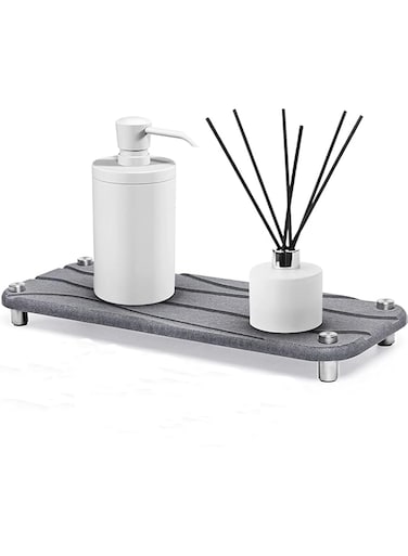 NALACAL Fast Drying Stone Sink Tray, Water Absorbing Stone Tray for Sink, Instant Dry Sink Organizer Bathroom Organizer, Diatomaceous Earth Sponge Holder for Kitchen Bathroom Sink Tray