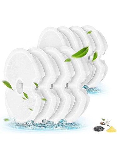 Xspring Cat Water Fountain Replacement Filters, 10pcs Stainless Steel Cat Water Fountain Replacement Filters, Eco-friendly Non-toxic, 3 Premium Filtration, Provides Supply for 4-8 Months