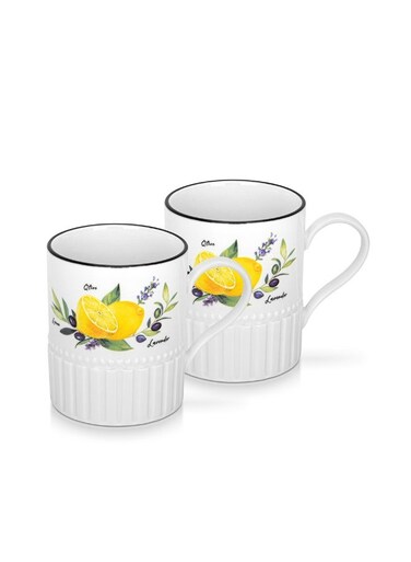 2-Pieces Coffee Mug 400mL Provence Lemon Series