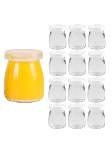 12PCS Yoghurt Jars pudding Jar with Lid Glass Container With Lid For Milk Jams Jelly Mousse Yogurt Making 100ml