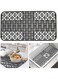 TERRIFI Silicone Kitchen Sink Mat Protector - 26"x13.78" Non-Slip, Cut to Fit, with Cutout Drain Holes, Suitable for Farmhouse, Stainless Steel, Porcelain Sinks - Black