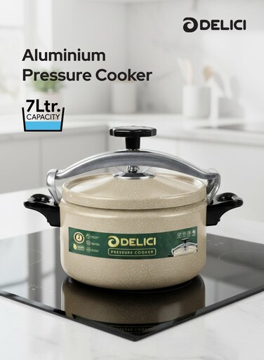 Aluminium Pressure Cooker 7 Litre &acirc;&euro;&ldquo; Durable Body &amp; Lid, Safe &amp; Fast Cooking, Strong Heat-Resistant Base, Safety Lock, Long-Lasting Gasket, ISI Certified &acirc;&euro;&ldquo; DPC 7B, 2-Year Warranty