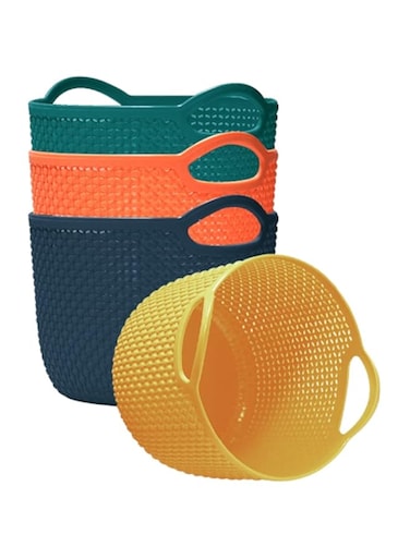 Aiwanto 4 Packs Multicolour Plastic Bins Storage Basket for Kitchen Bathroom Bedroom Organizer
