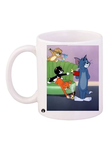 Tom And Jerry Printed Coffee Mug White/Blue/Purple