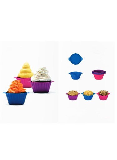 Silicone Baking Cups &acirc;&euro;&ldquo; 6-Pack, Reusable &amp; Non-Stick Cupcake Liners &acirc;&euro;&ldquo; Food-Grade, Heat-Resistant, Multi-Color Muffin Molds for Baking