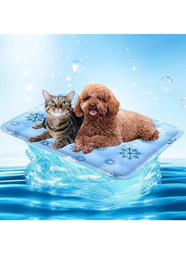 Dog Cooling Mat, Large Pet Cooling Bed, Non-Toxic Gel Self Cooling Pad,Tear and Moisture Resistant Ice Cooling Mat for Dogs and Cats, Indoor &amp; Outdoor Use - Large - 90 cm x 60 cm