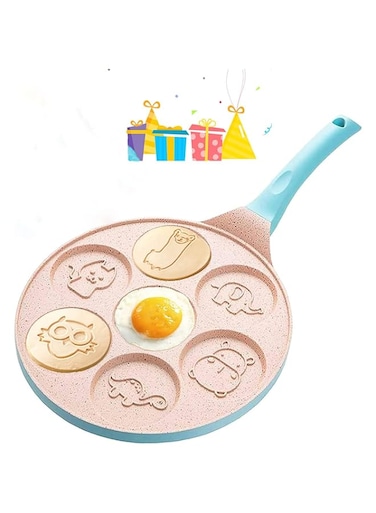 BELLSBERRY Mini Pancake Griddle, Nonstick Pancakes Pan for Kids Pancake Griddle Maker with Animal Molds, Egg Pancake Molds Griddle Pan Stovetop Kids Pancake Maker Pan for Pancakes(Blue)